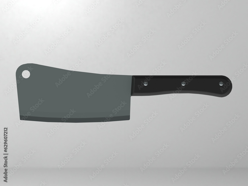 Meat Cleaver Knife with Plastic Handle 3D model Meat Cleaver Knife with Plastic Handle 3D model