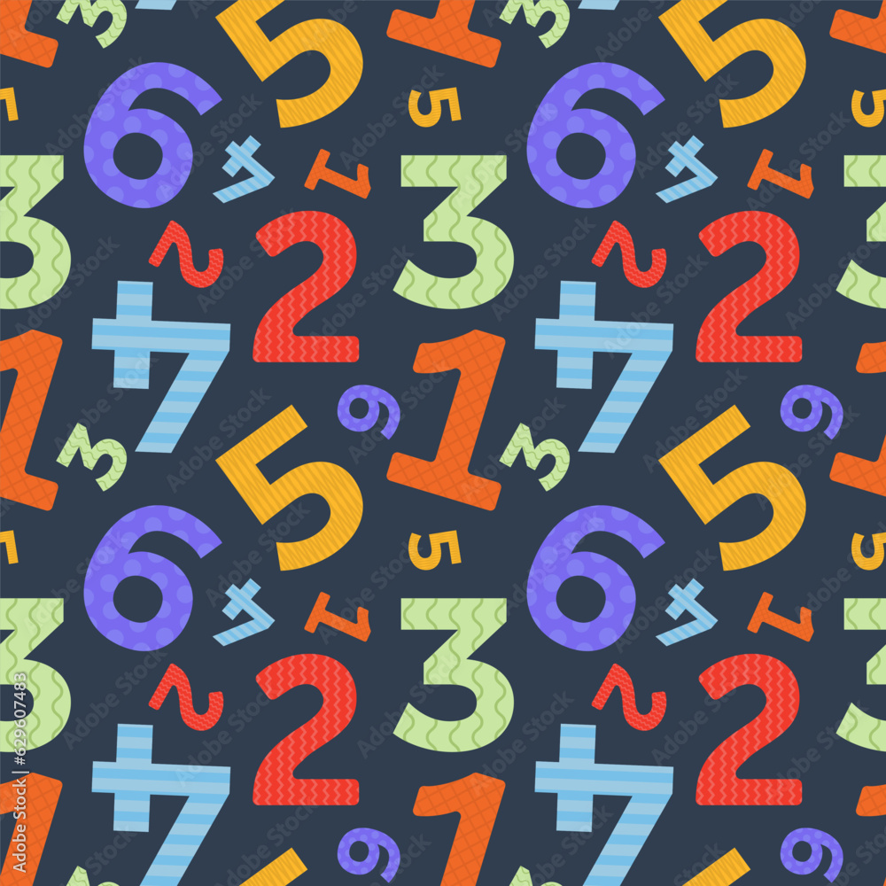 Seamless pattern with colorful numbers Seamless pattern with colorful numbers
