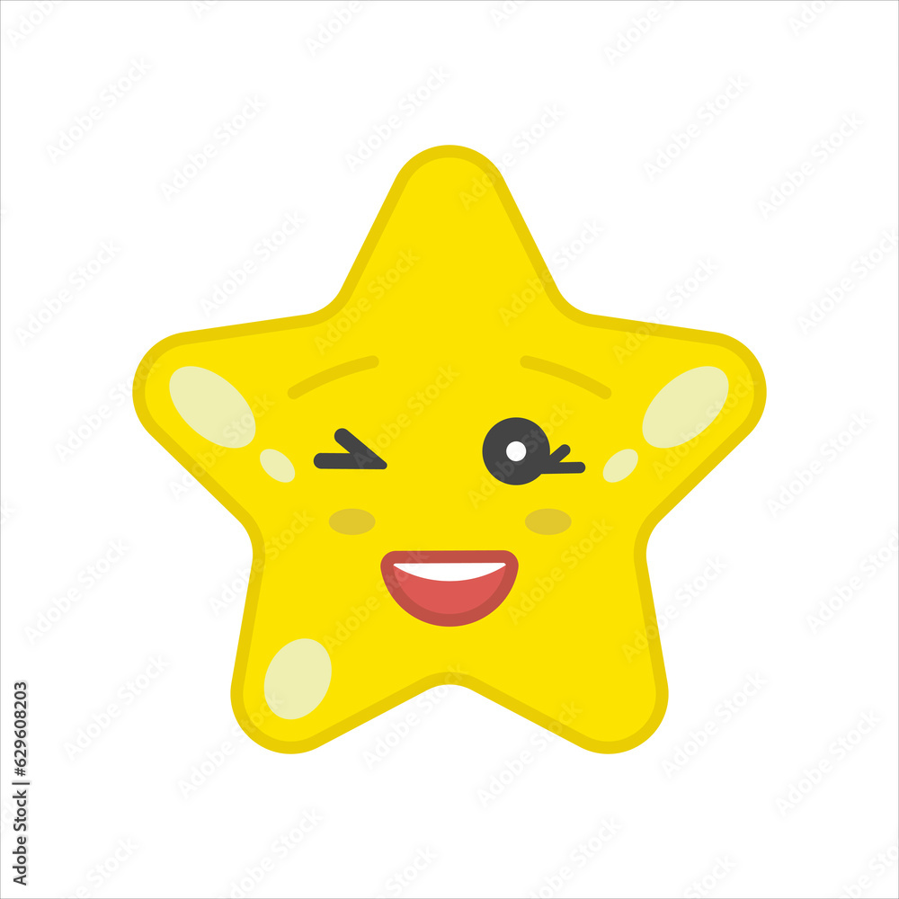 Emoji icon. Vector cartoon illustration. Abstract star. Happy celebration. Comic background. Isolated vector Emoji icon. Vector cartoon illustration. Abstract star. Happy celebration. Comic background. Isolated vector