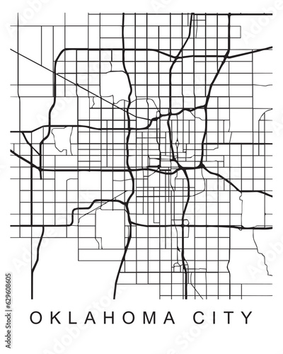 Vector design of the street map of Oklahoma city against a white background