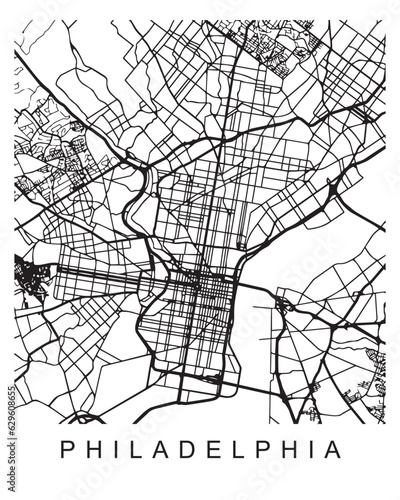 Vector design of the street map of Philadelphia against a white background