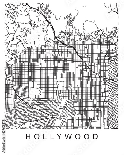 Vector design of the street map of Hollywood against a white background