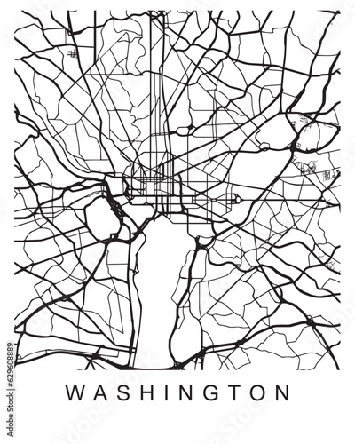 Vector design of the street map of Washington against a white background