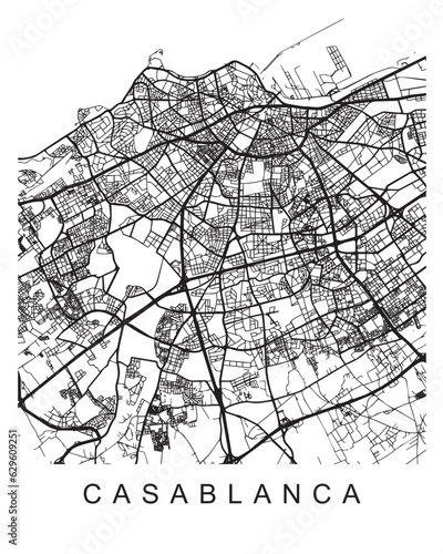 Vector design of the street map of Casablanca against a white background