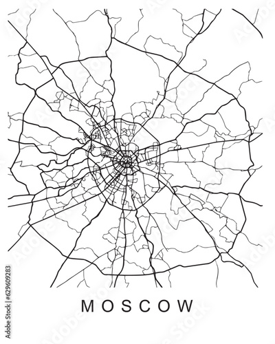 Vector design of the street map of Moscow against a white background