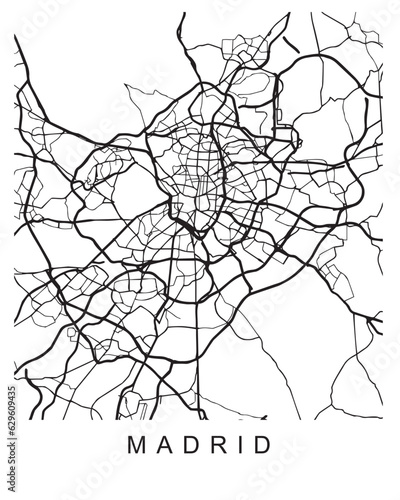 Vector design of the street map of Madrid against a white background