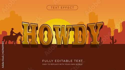 Howdy 3d style text effect editable vector font effect