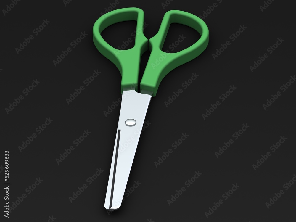 Green Utility Scissors 3D model Green Utility Scissors 3D model