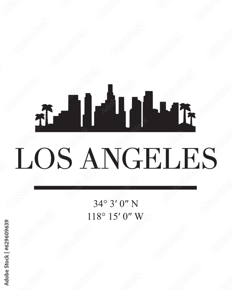 Editable vector illustration of the city of Los Angeles with the remarkable buildings of the city