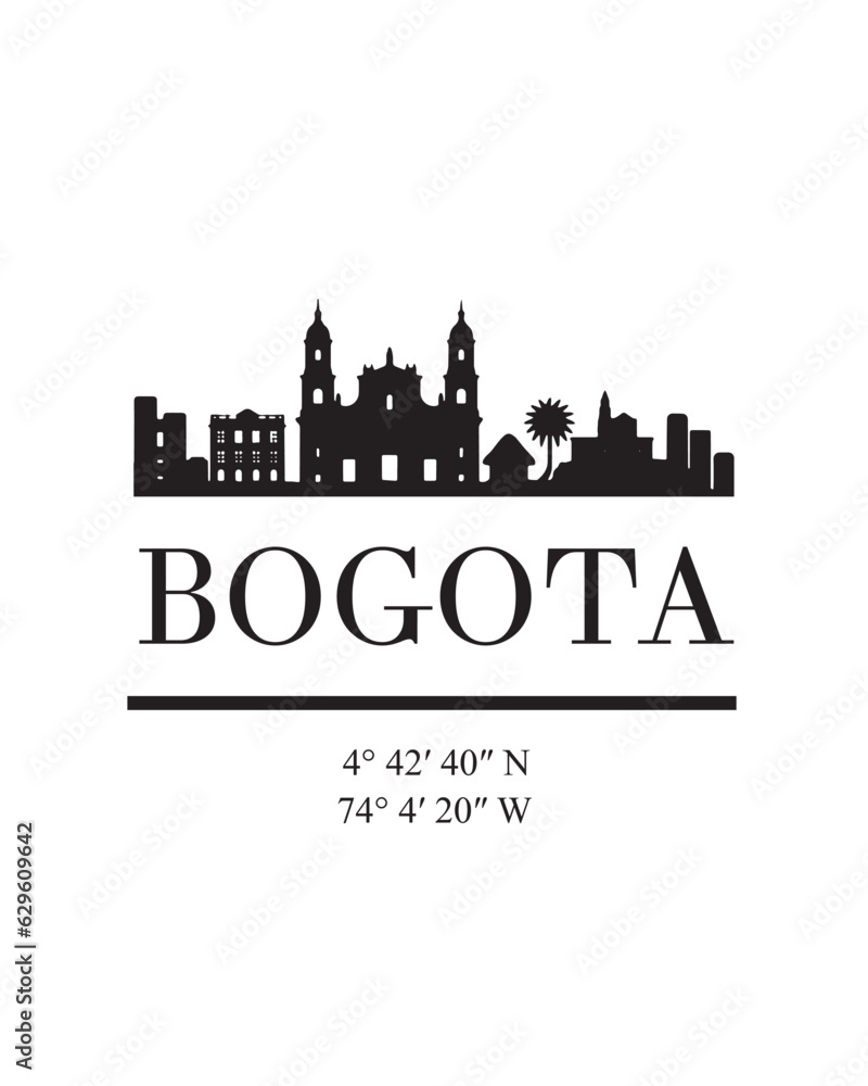 Editable vector illustration of the city of Bogota with the remarkable buildings of the city