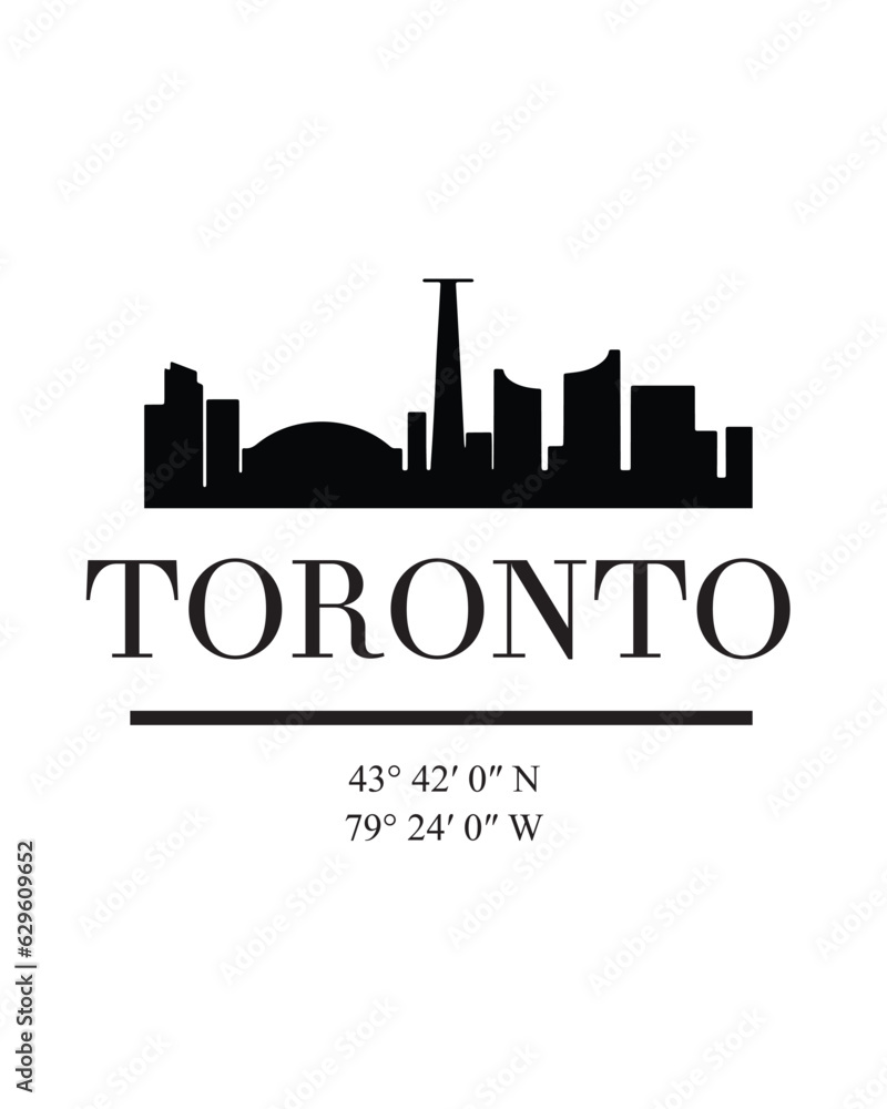 Editable vector illustration of the city of Toronto with the remarkable buildings of the city