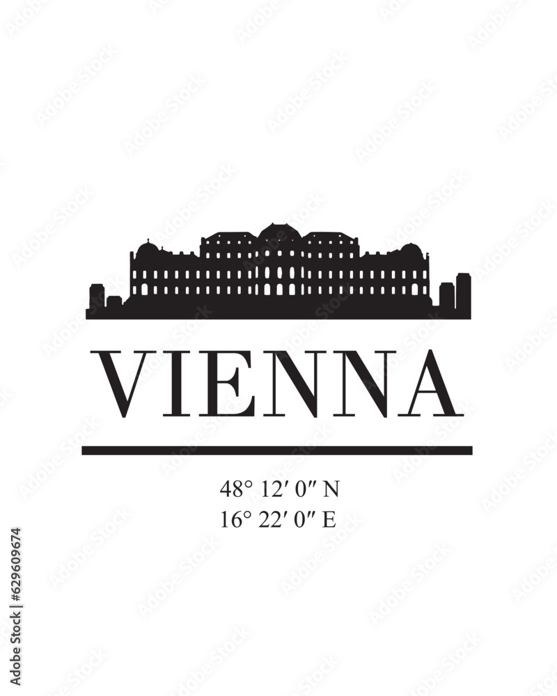 Editable vector illustration of the city of Vienna with the remarkable buildings of the city