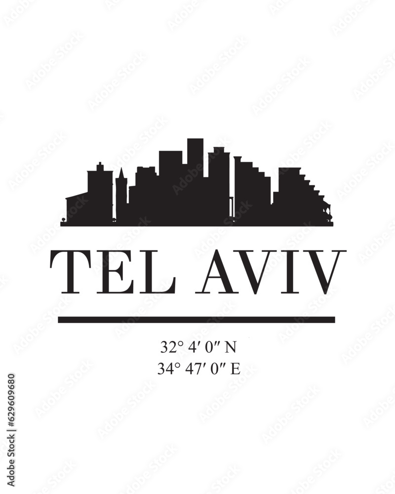 Editable vector illustration of the city of Tel Aviv with the remarkable buildings of the city