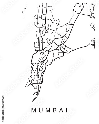 Vector design of the street map of Mumbai against a white background