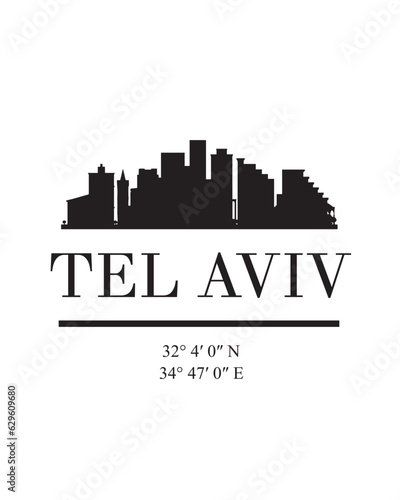 Editable vector illustration of the city of Tel Aviv with the remarkable buildings of the city
