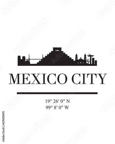 Editable vector illustration of Mexico City with the remarkable buildings of the city