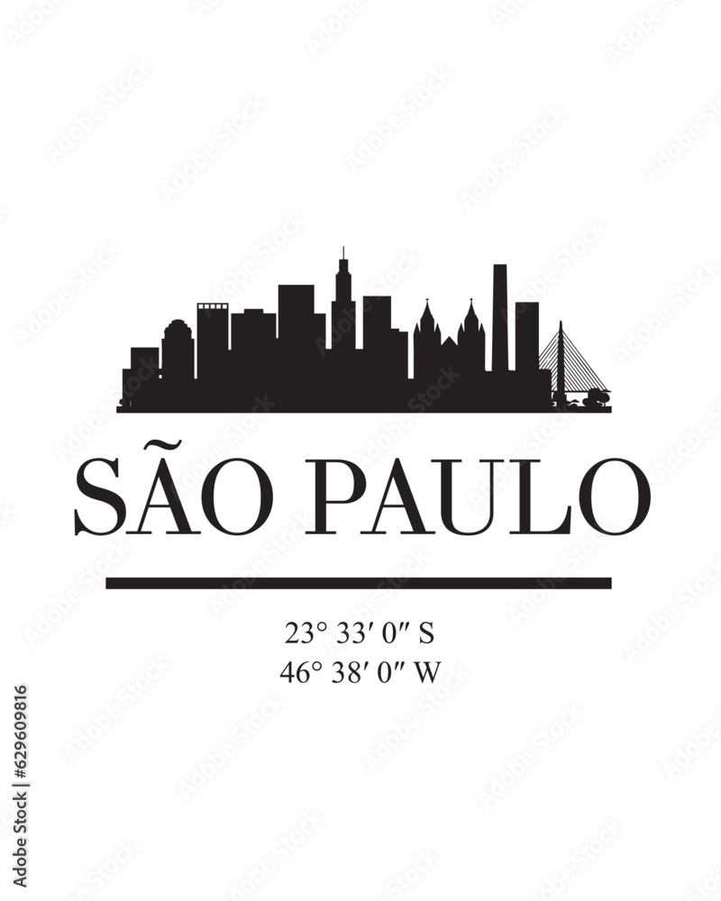 Editable vector illustration of the city of Sao Paulo with the remarkable buildings of the city