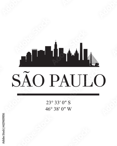 Editable vector illustration of the city of Sao Paulo with the remarkable buildings of the city