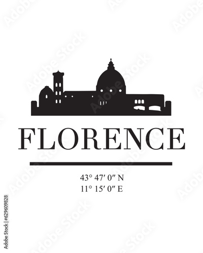 Editable vector illustration of the city of Florence with the remarkable buildings of the city