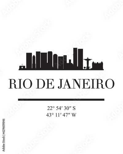 Editable vector illustration of the city of Rio De Janeiro with the remarkable buildings of the city