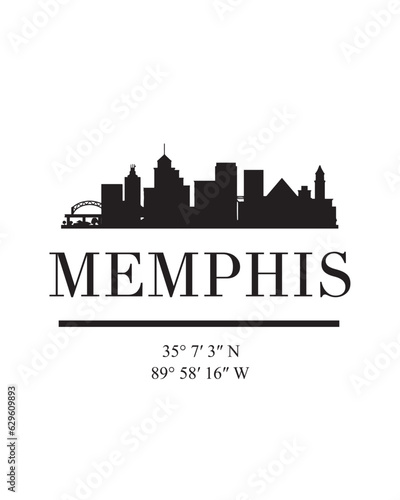 Editable vector illustration of the city of Memphis with the remarkable buildings of the city