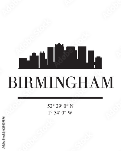 Editable vector illustration of the city of Birmingham with the remarkable buildings of the city