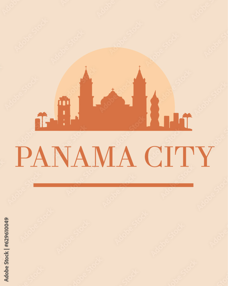 Editable vector illustration of Panama City with the remarkable buildings of the city