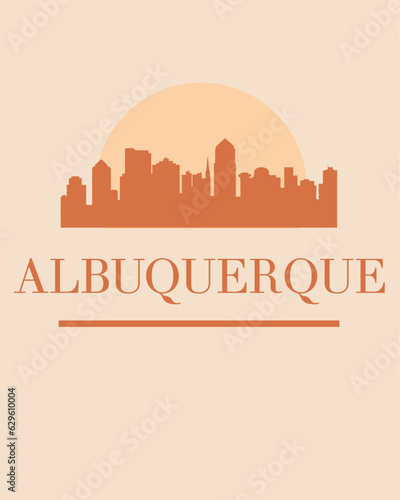 Editable vector illustration of the city of Albuquerque with the remarkable buildings of the city