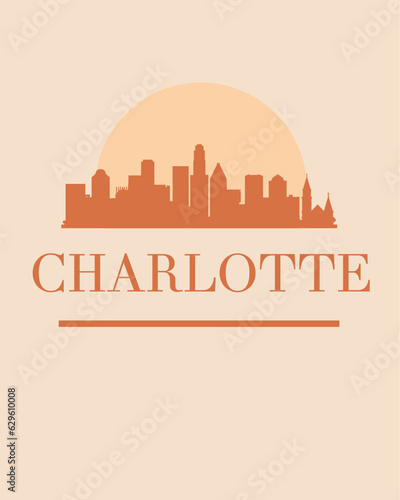 Editable vector illustration of the city of Charlotte with the remarkable buildings of the city