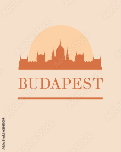 Editable vector illustration of the city of Budapest with the remarkable buildings of the city
