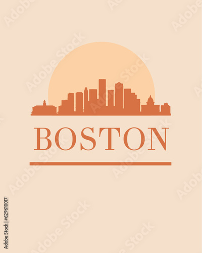 Editable vector illustration of the city of Boston with the remarkable buildings of the city