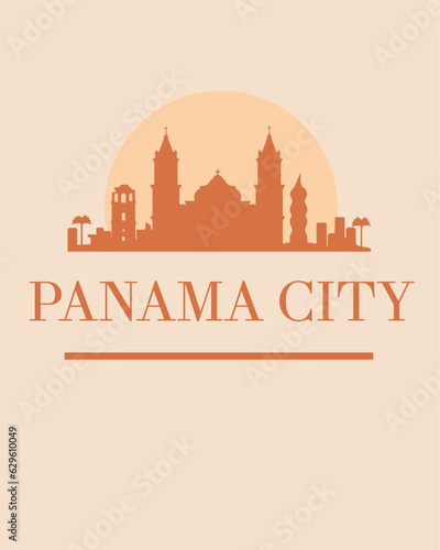 Editable vector illustration of Panama City with the remarkable buildings of the city