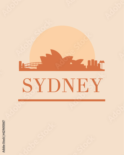 Editable vector illustration of the city of Sydney with the remarkable buildings of the city
