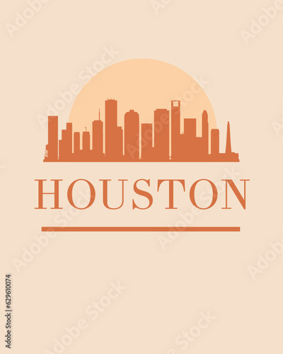 Editable vector illustration of the city of Houston with the remarkable buildings of the city