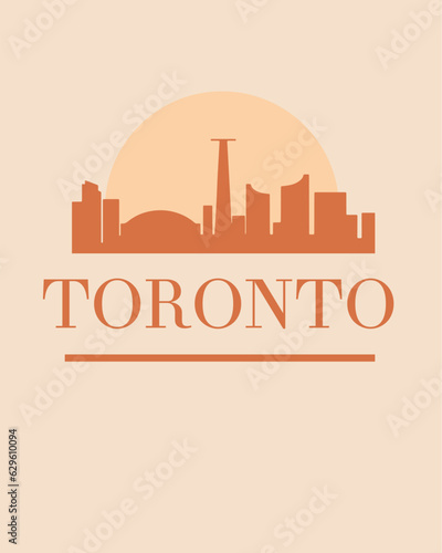 Editable vector illustration of the city of Toronto with the remarkable buildings of the city