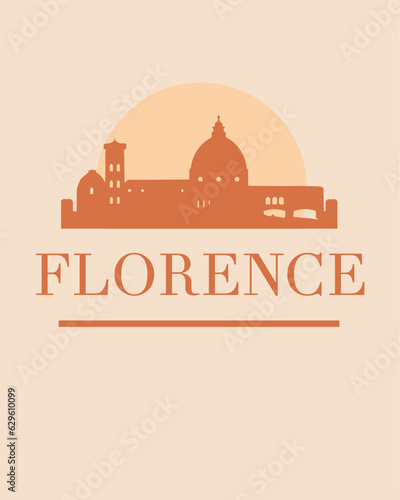 Editable vector illustration of the city of Florence with the remarkable buildings of the city