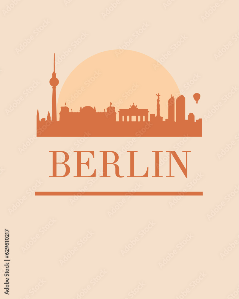 Editable vector illustration of the city of Berlin with the remarkable buildings of the city