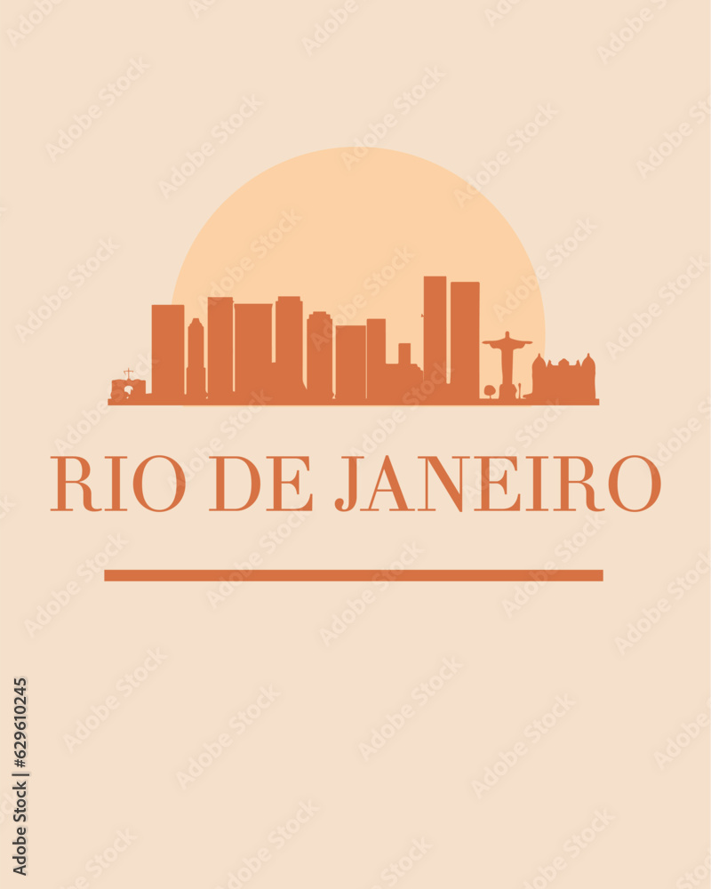 Editable vector illustration of the city of Rio De Janeiro with the remarkable buildings of the city