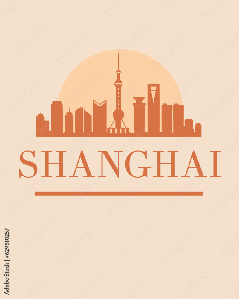 Editable vector illustration of the city of Shanghai with the remarkable buildings of the city Editable vector illustration of the city of Shanghai with the remarkable buildings of the city