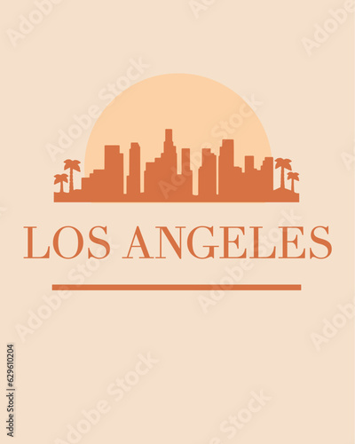 Editable vector illustration of the city of Los Angeles with the remarkable buildings of the city