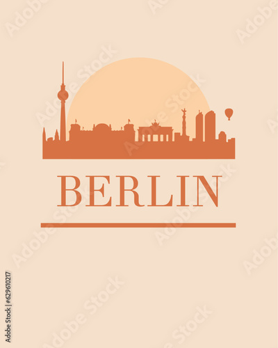 Editable vector illustration of the city of Berlin with the remarkable buildings of the city