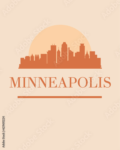 Editable vector illustration of the city of Minneapolis with the remarkable buildings of the city