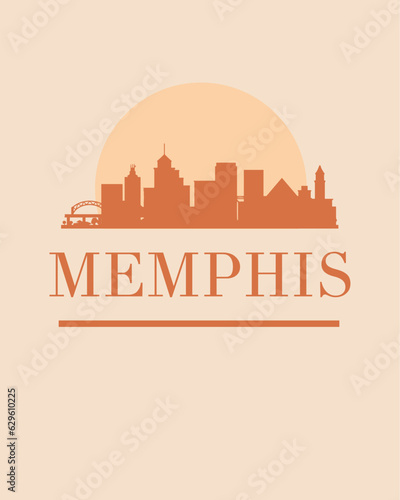 Editable vector illustration of the city of Memphis with the remarkable buildings of the city