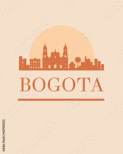 Editable vector illustration of the city of Bogota with the remarkable buildings of the city