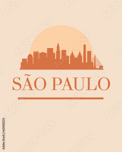 Editable vector illustration of the city of Sao Paulo with the remarkable buildings of the city