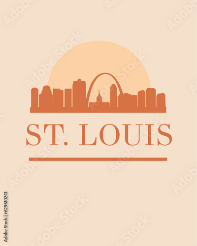 Editable vector illustration of the city of St. Louis with the remarkable buildings of the city