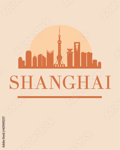 Editable vector illustration of the city of Shanghai with the remarkable buildings of the city