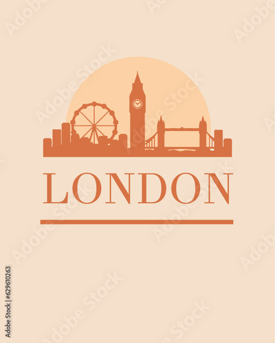 Editable vector illustration of the city of London with the remarkable buildings of the city