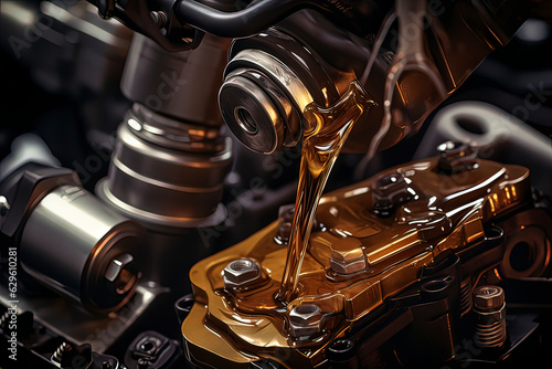 Automotive gearbox lubricating oil. AI technology generated image photo