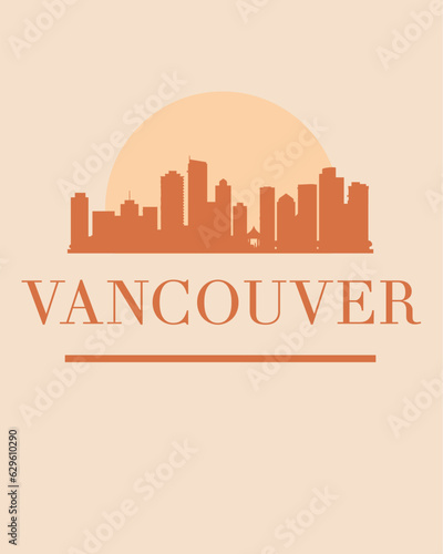Editable vector illustration of the city of Vancouver with the remarkable buildings of the city